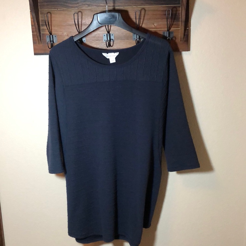 CJ Banks Blue Textured Tunic